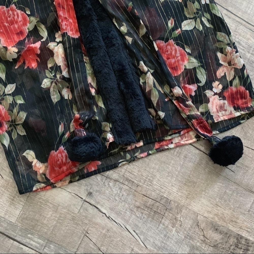 Chelsea & Violet Sheer Black Floral Coverlet - Picture 2 of 8
